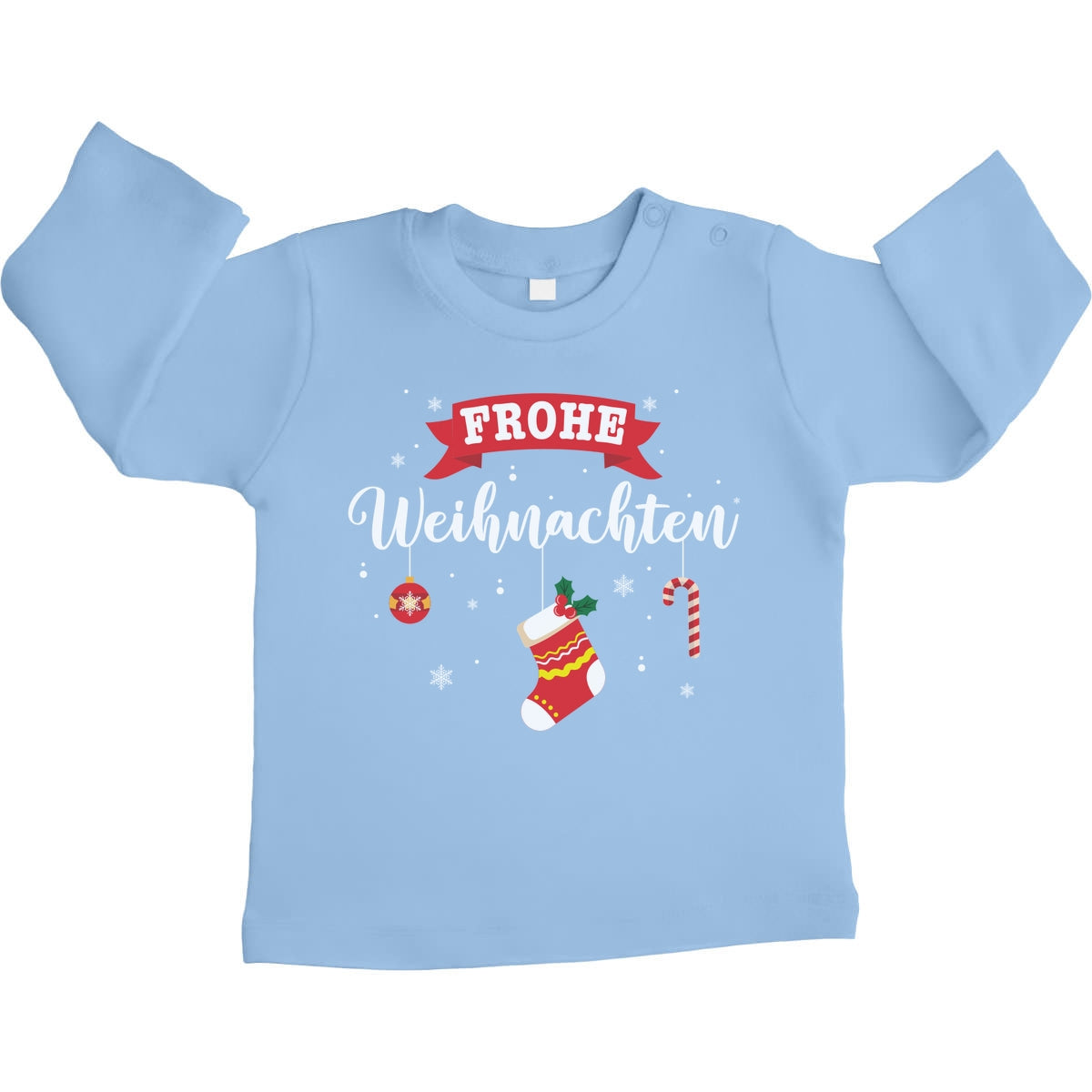 Frohe Weihnachten Weihnachtsstrumpf X-Mas Unisex Baby Langarmshirt Gr. 66-93