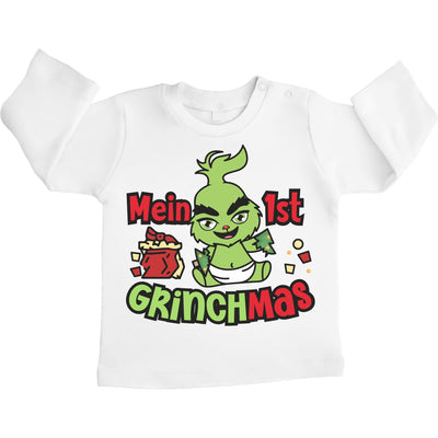Mein erstes Grinchmas Grinch Weihnachtsoutfit Unisex Baby Langarmshirt Gr. 66-93