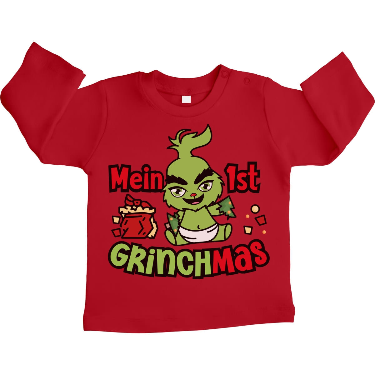 Mein erstes Grinchmas Grinch Weihnachtsoutfit Unisex Baby Langarmshirt Gr. 66-93