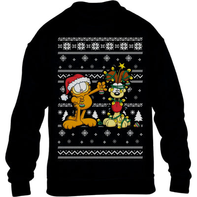Garfield & Odie mit Leuchterkette Weihnachtspullover Kinder Pullover Sweatshirt
