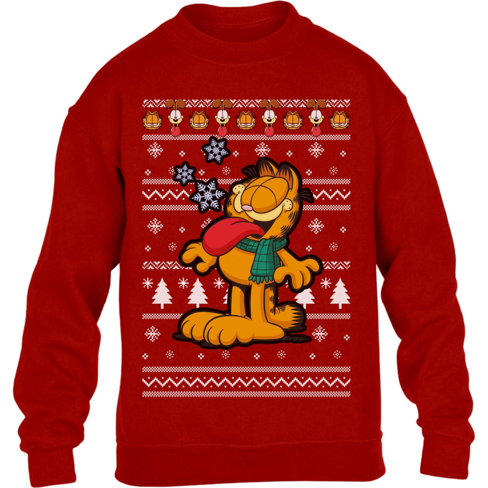 Garfield mit Weihnachtsschal Odie Weihnachtspullover Kinder Pullover Sweatshirt