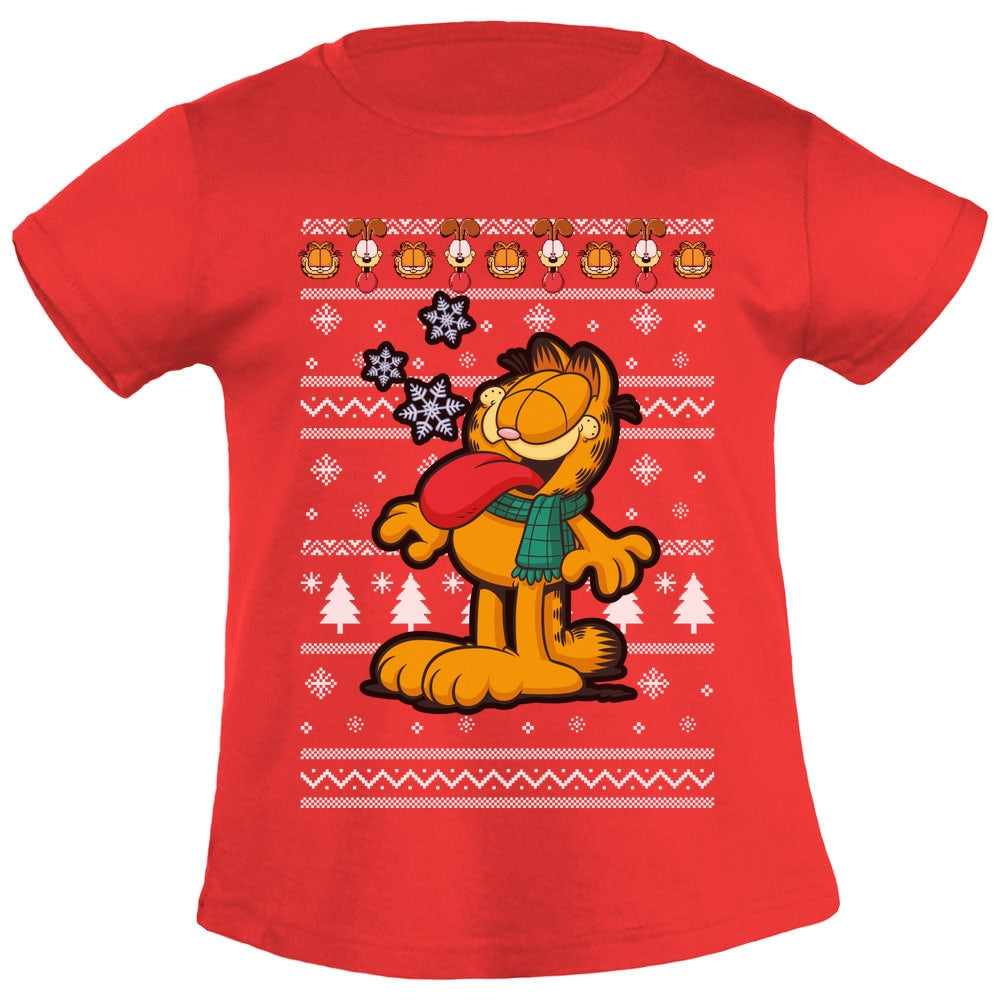 Garfield mit Weihnachtsschal & Odie Weihnachtspullover Mädchen T-Shirt