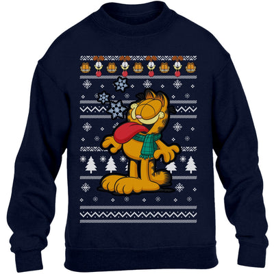 Garfield mit Weihnachtsschal Odie Weihnachtspullover Kinder Pullover Sweatshirt