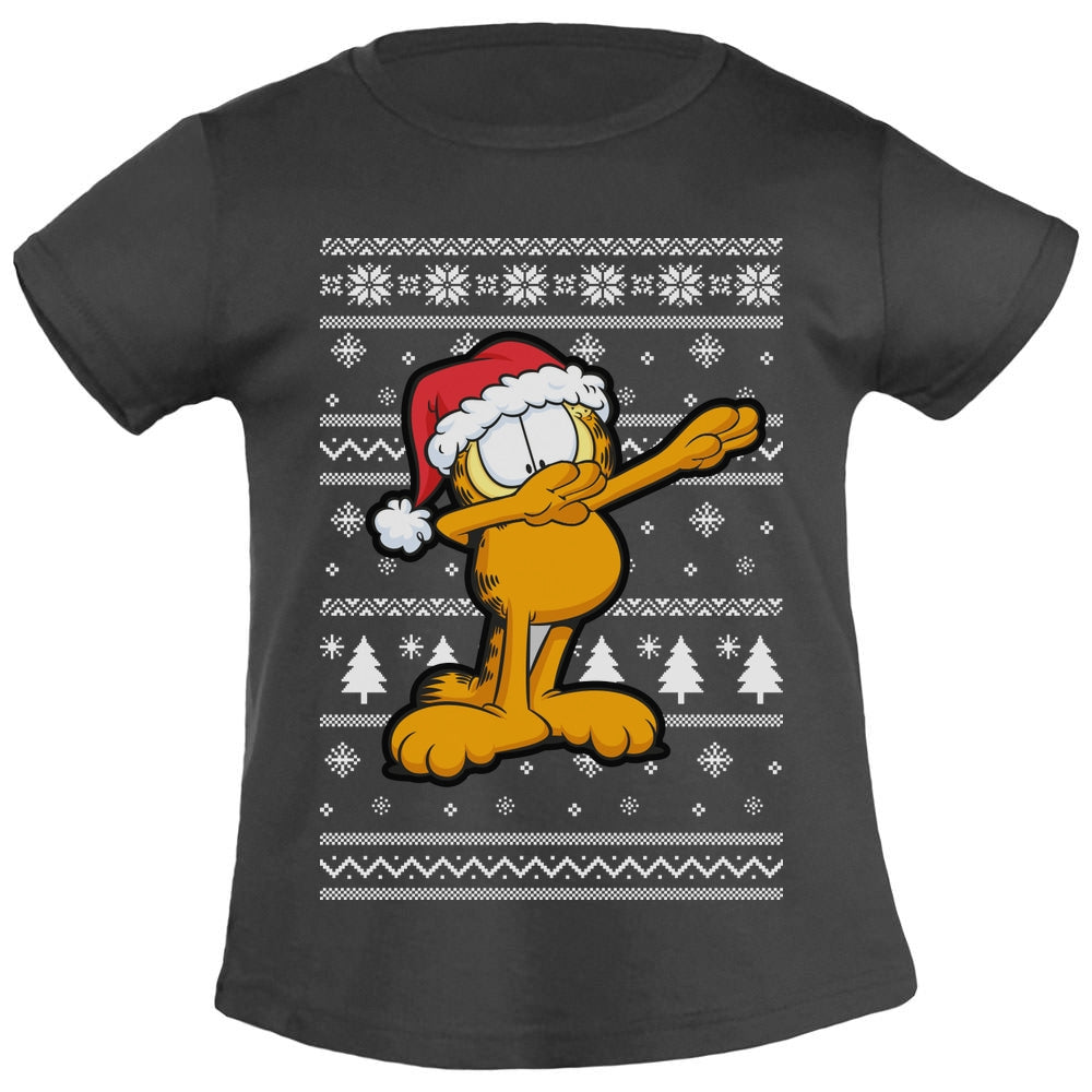 Kater Garfield Weihnachtsshirt mit Weihnachtsmütze Mädchen T-Shirt