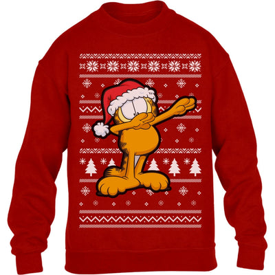 Garfield mit Weihnachtsmütze Weihnachtspullover Kinder Pullover Sweatshirt