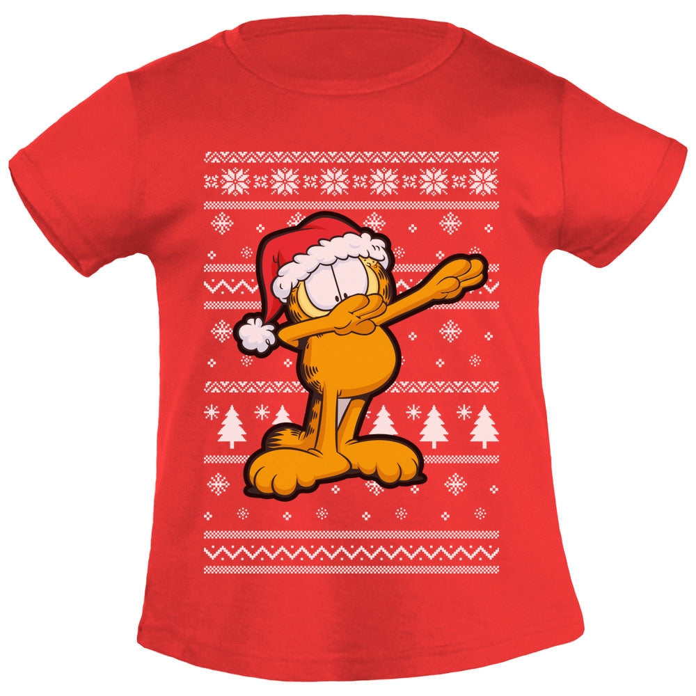 Kater Garfield Weihnachtsshirt mit Weihnachtsmütze Mädchen T-Shirt
