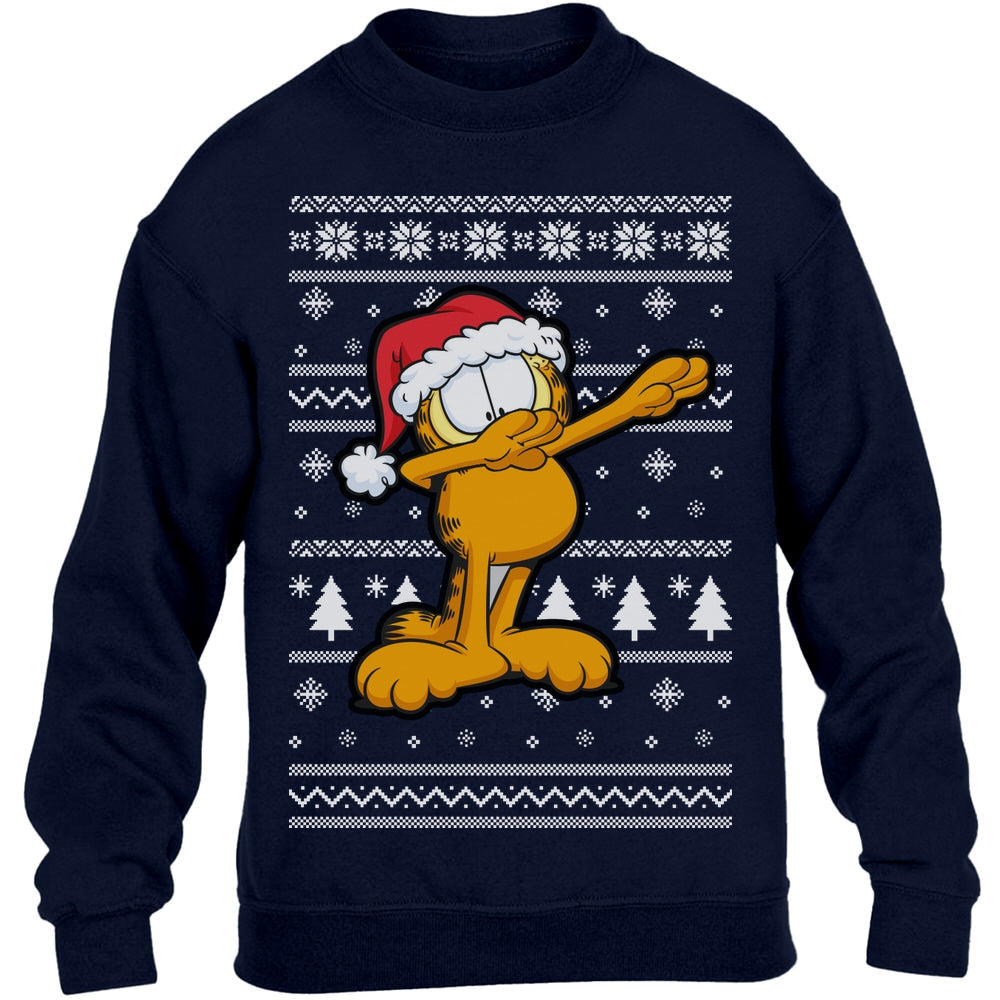 Garfield mit Weihnachtsmütze Weihnachtspullover Kinder Pullover Sweatshirt