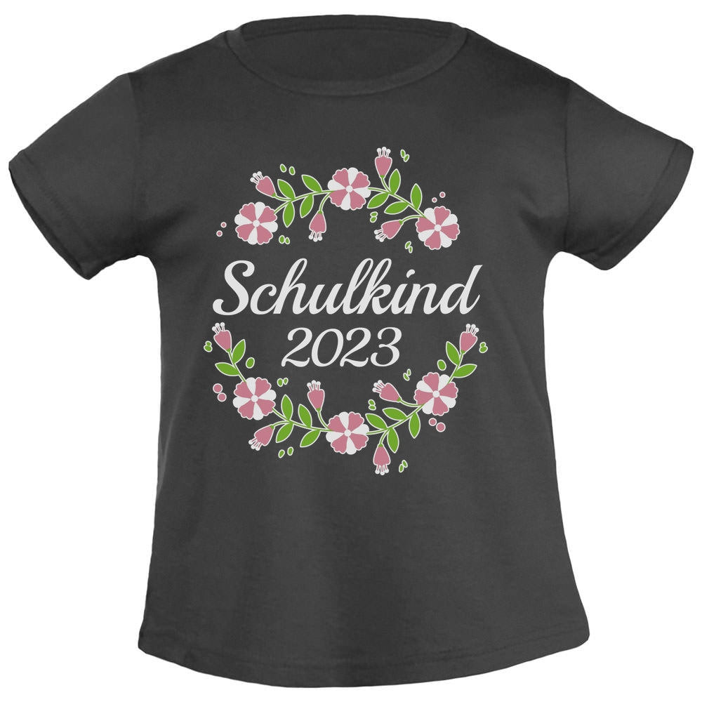 Schulkind 2023 Blumenkranz Geschenk zur Einschulung Mädchen T-Shirt