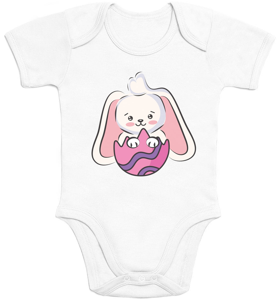 Süßer Osterhase Im Buntem Ei Osterhasen Baby Body Kurzarm-Body