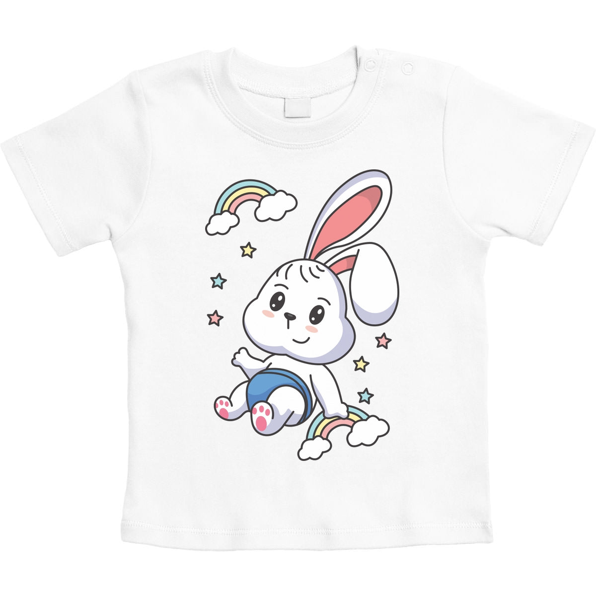 Regenbogen Kaninchen Motiv Hasen Hase Unisex Baby T-Shirt Gr. 66-93