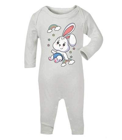 Regenbogen Kaninchen Motiv Hasen Hase Baby Strampler Strampelanzug