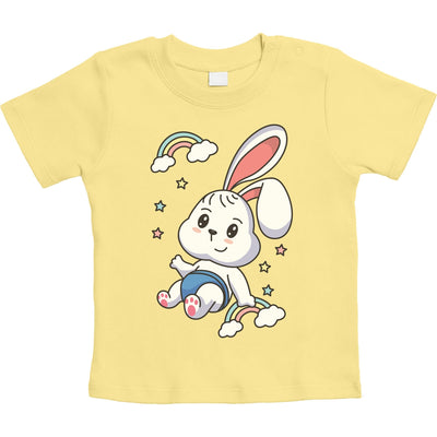 Regenbogen Kaninchen Motiv Hasen Hase Unisex Baby T-Shirt Gr. 66-93