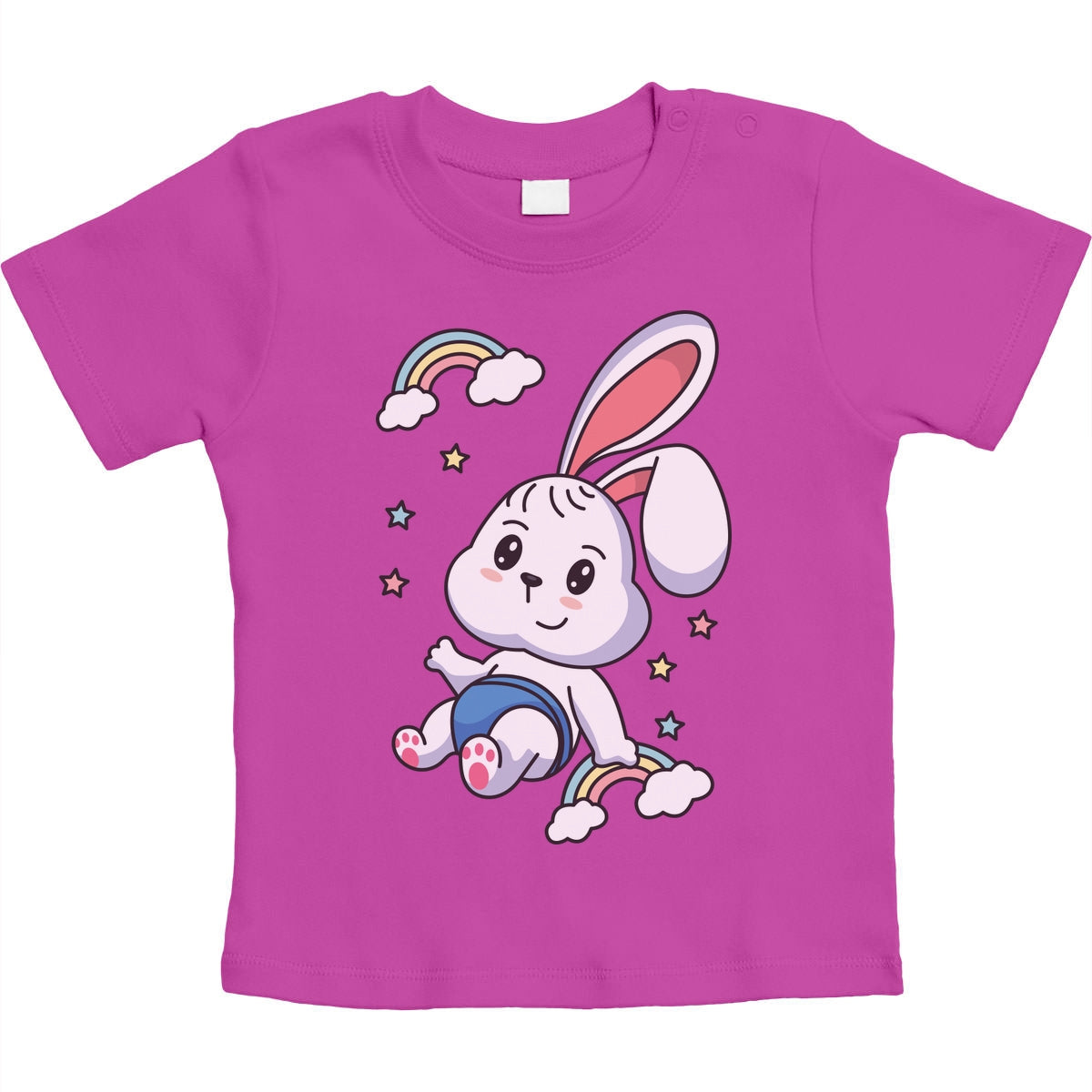 Regenbogen Kaninchen Motiv Hasen Hase Unisex Baby T-Shirt Gr. 66-93