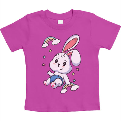 Regenbogen Kaninchen Motiv Hasen Hase Unisex Baby T-Shirt Gr. 66-93
