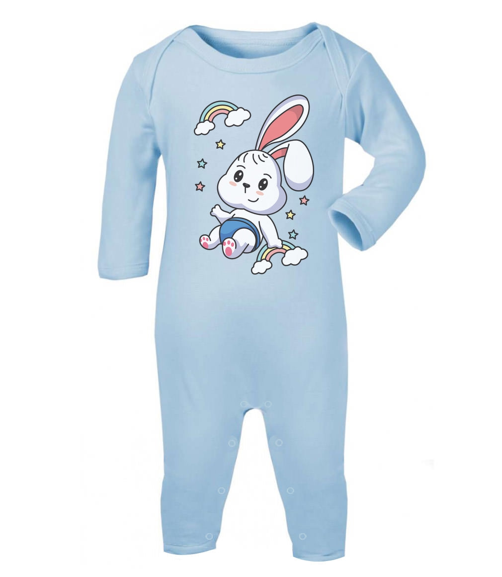 Regenbogen Kaninchen Motiv Hasen Hase Baby Strampler Strampelanzug
