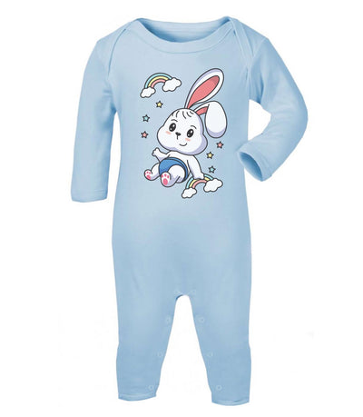 Regenbogen Kaninchen Motiv Hasen Hase Baby Strampler Strampelanzug