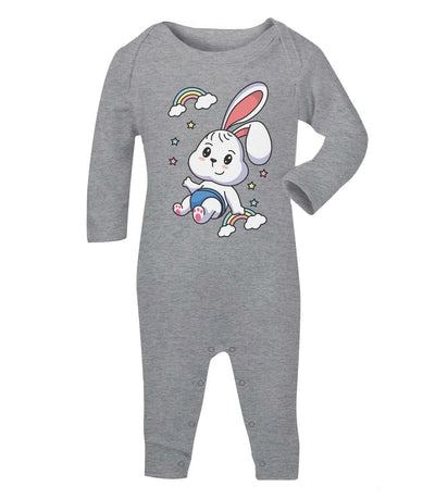 Regenbogen Kaninchen Motiv Hasen Hase Baby Strampler Strampelanzug