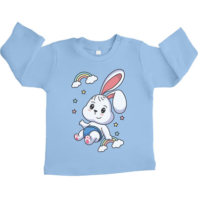 Regenbogen Kaninchen Motiv Hasen Hase Unisex Baby Langarmshirt Gr. 66-93