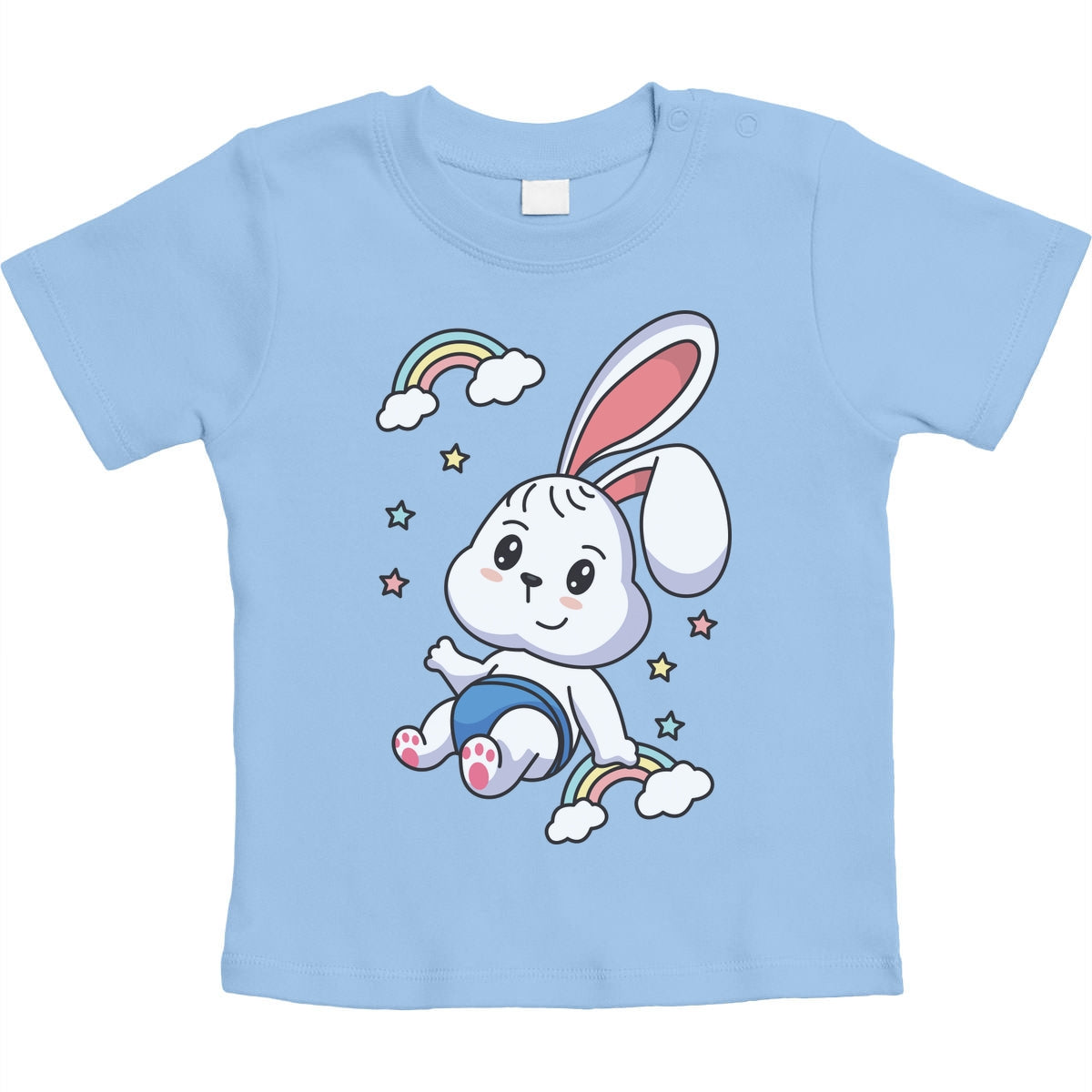 Regenbogen Kaninchen Motiv Hasen Hase Unisex Baby T-Shirt Gr. 66-93