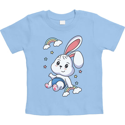 Regenbogen Kaninchen Motiv Hasen Hase Unisex Baby T-Shirt Gr. 66-93