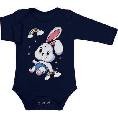 Regenbogen Kaninchen Motiv Hasen Hase Baby Langarm Body