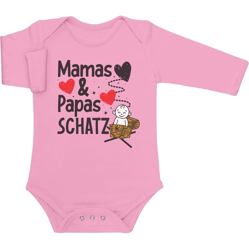 Babybody mit Spruch Mama & Papas Schatz Baby Langarm Body