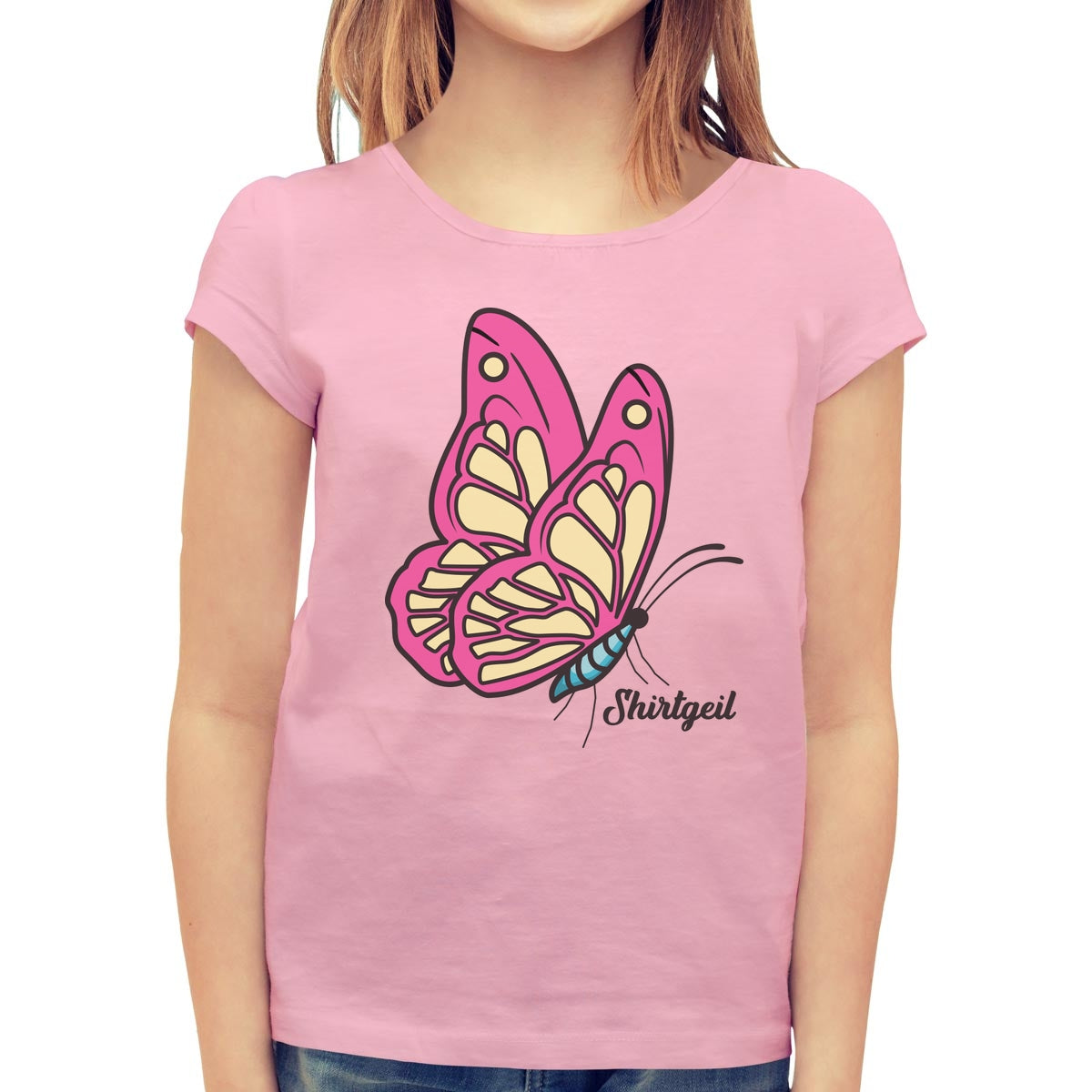 T-Shirt Mädchen Sommer Oberteile Butterfly Schmetterling Mädchen T-Shirt