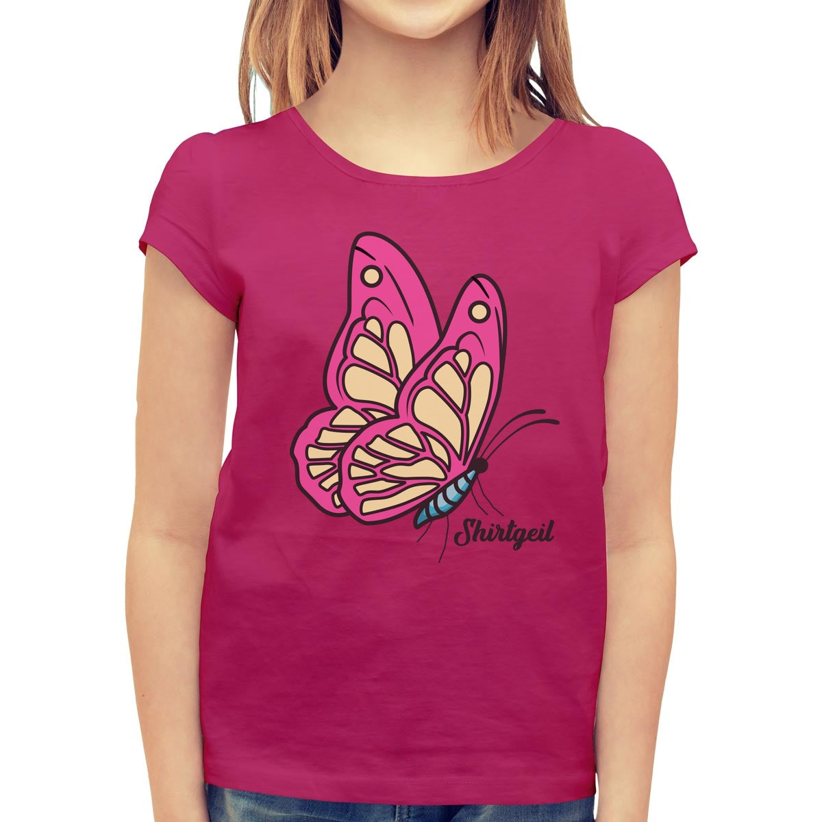 T-Shirt Mädchen Sommer Oberteile Butterfly Schmetterling Mädchen T-Shirt