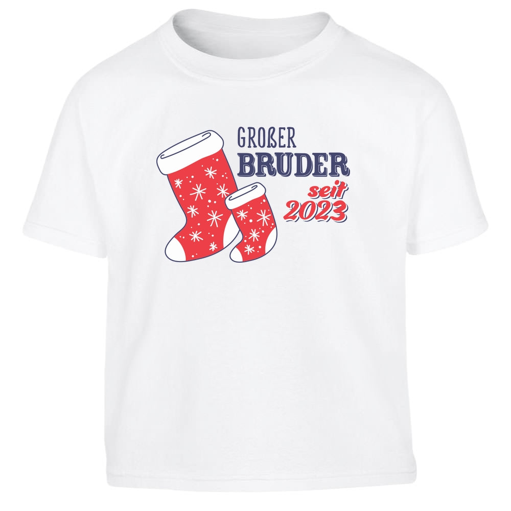 Jungen Geschenk Großer Bruder seit 2023 Weihnachtssocken Kinder Jungen T-Shirt