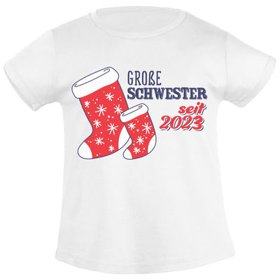 Xmas Socken Geschenkidee für Mädchen - Große Schwester seit 2023 Mädchen T-Shirt