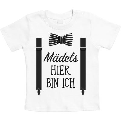 Mädels, Hier Bin Ich - Geschenk für Neugeborene Unisex Baby T-Shirt Gr. 66-93