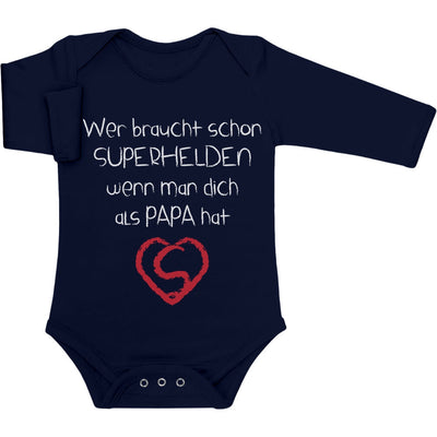 Wer Braucht SUPERHELDEN Wenn Man Dich Als Papa Hat Baby Langarm Body