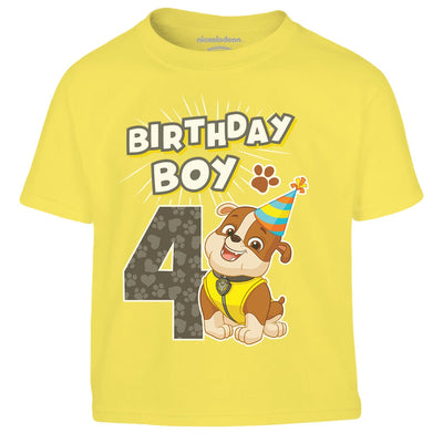 Geburtstagsshirt Geburtstag 4 Jahre Rubble Birthday Boy Paw Patrol Kinder Jungen T-Shirt