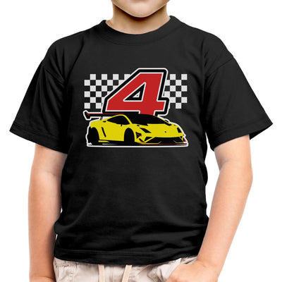 Geschenk für Jungs 4 Jahre Geburtstag mit Auto Kinder Jungen T-Shirt