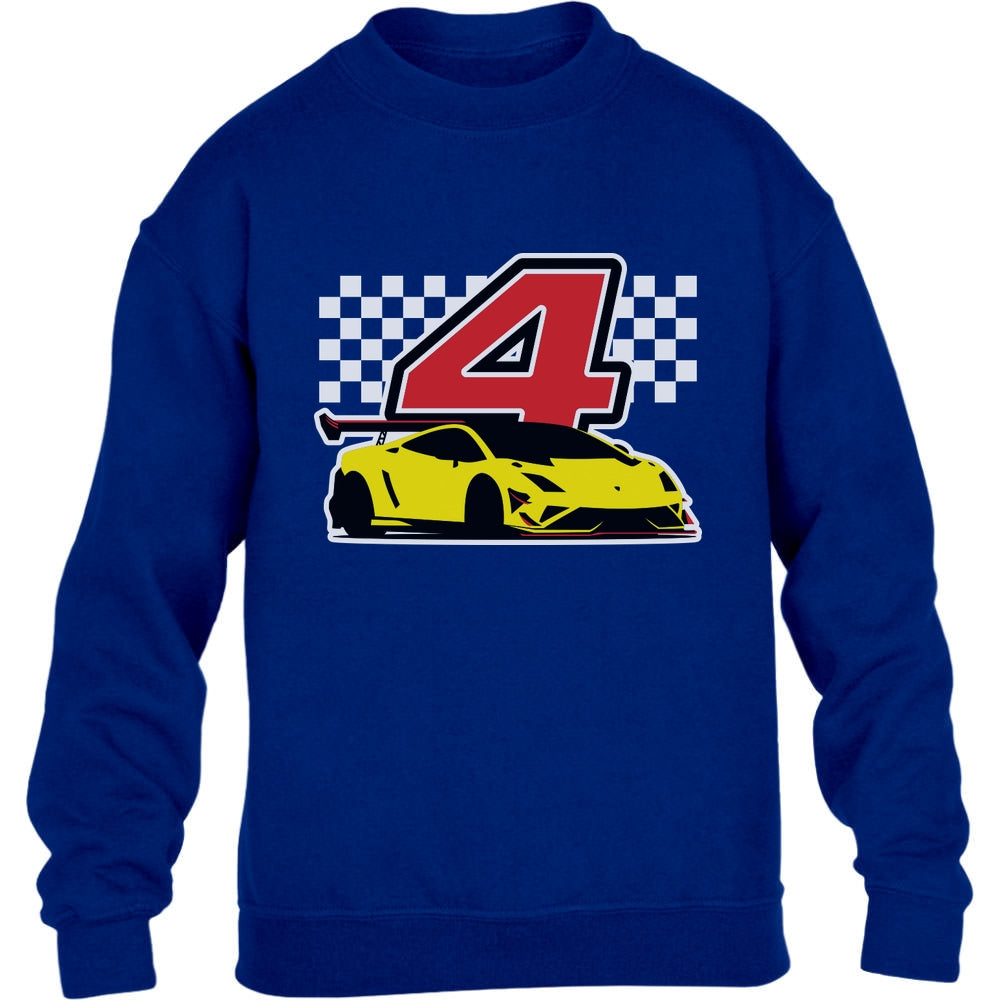 Geschenk für Jungs 4 Jahre Geburtstag mit Auto Kinder Pullover Sweatshirt