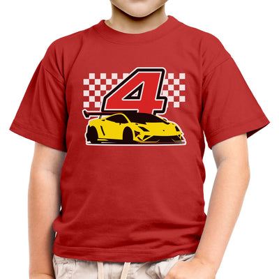 Geschenk für Jungs 4 Jahre Geburtstag mit Auto Kinder Jungen T-Shirt
