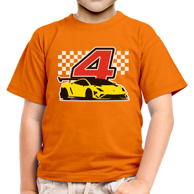 Geschenk für Jungs 4 Jahre Geburtstag mit Auto Kinder Jungen T-Shirt