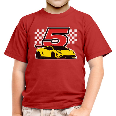 Geschenk für Jungs 5 Jahre Geburtstag mit Auto Kinder Jungen T-Shirt