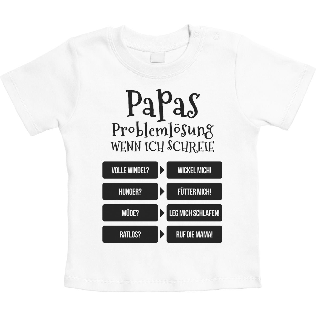 Vater Geschenk Papas Problemlösung Unisex Baby T-Shirt Gr. 66-93