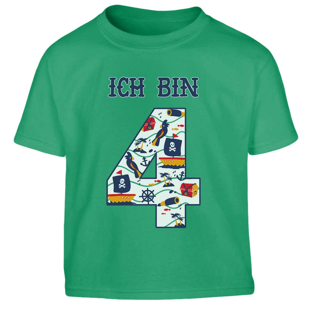 Ich Bin 4 Junge Pirat Geburtstag Kinder Jungen T-Shirt