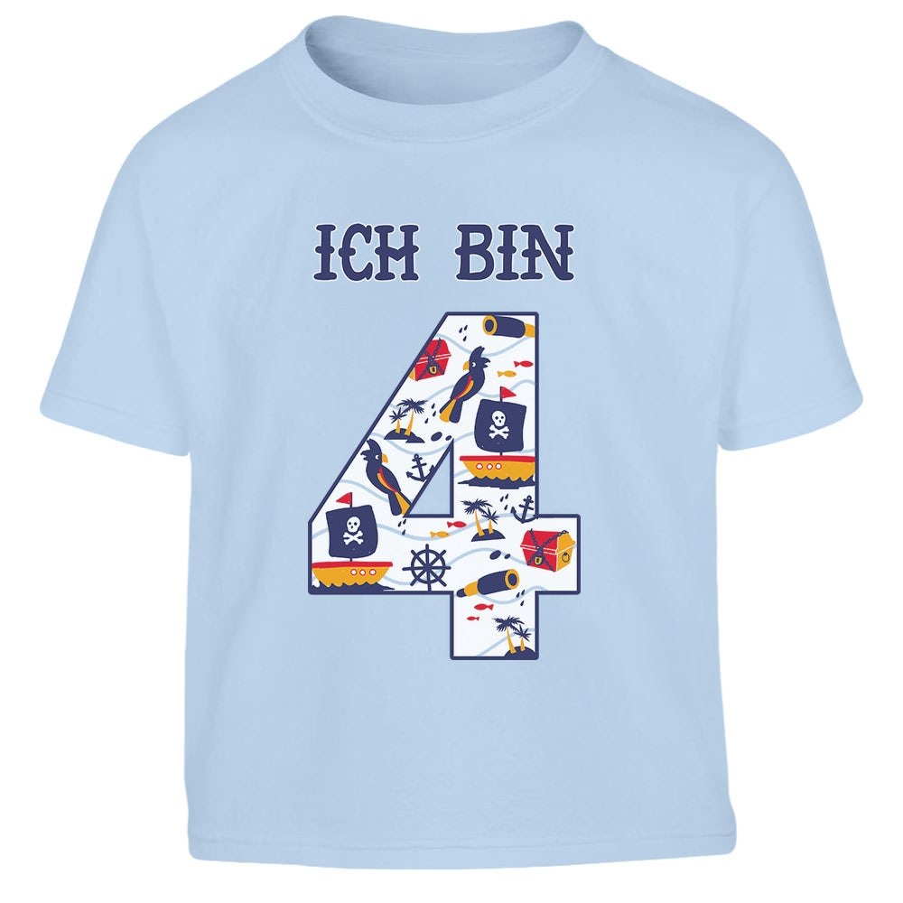 Ich Bin 4 Junge Pirat Geburtstag Kinder Jungen T-Shirt