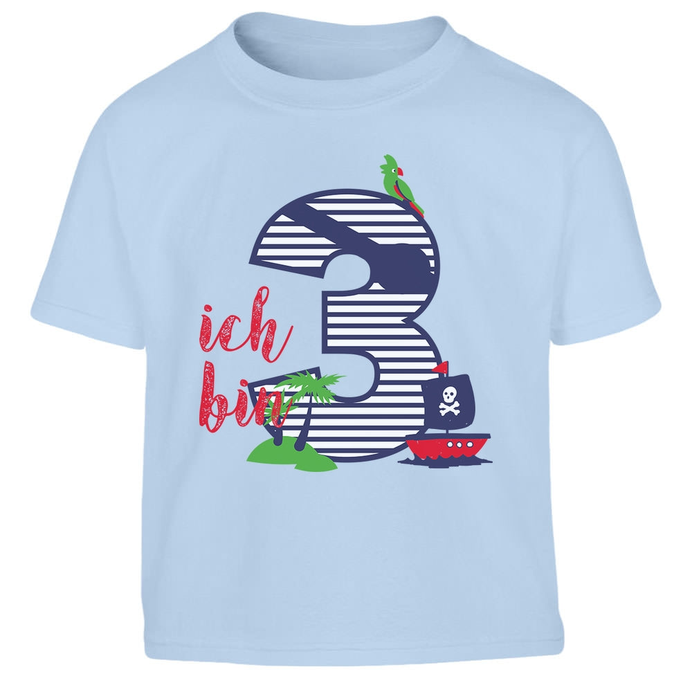 Ich bin Drei Piraten Geburtstag Geschenk 3 Jahre Kinder Jungen T-Shirt