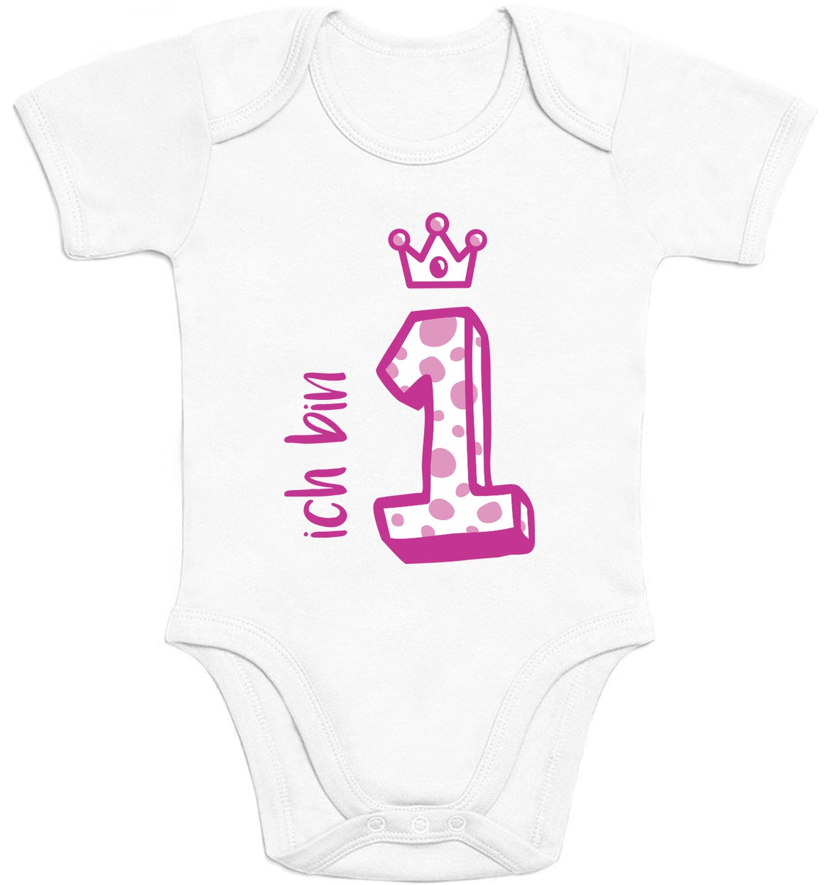 Rosa Krone Ich bin 1 Jahr Geburtstag Mädchen Baby Body Kurzarm-Body