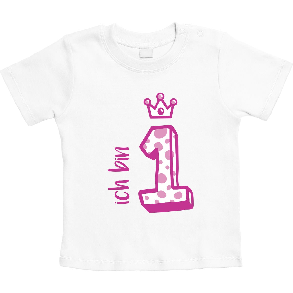 Rosa Krone Ich bin 1 Jahr Geburtstag Mädchen Unisex Baby T-Shirt Gr. 66-93