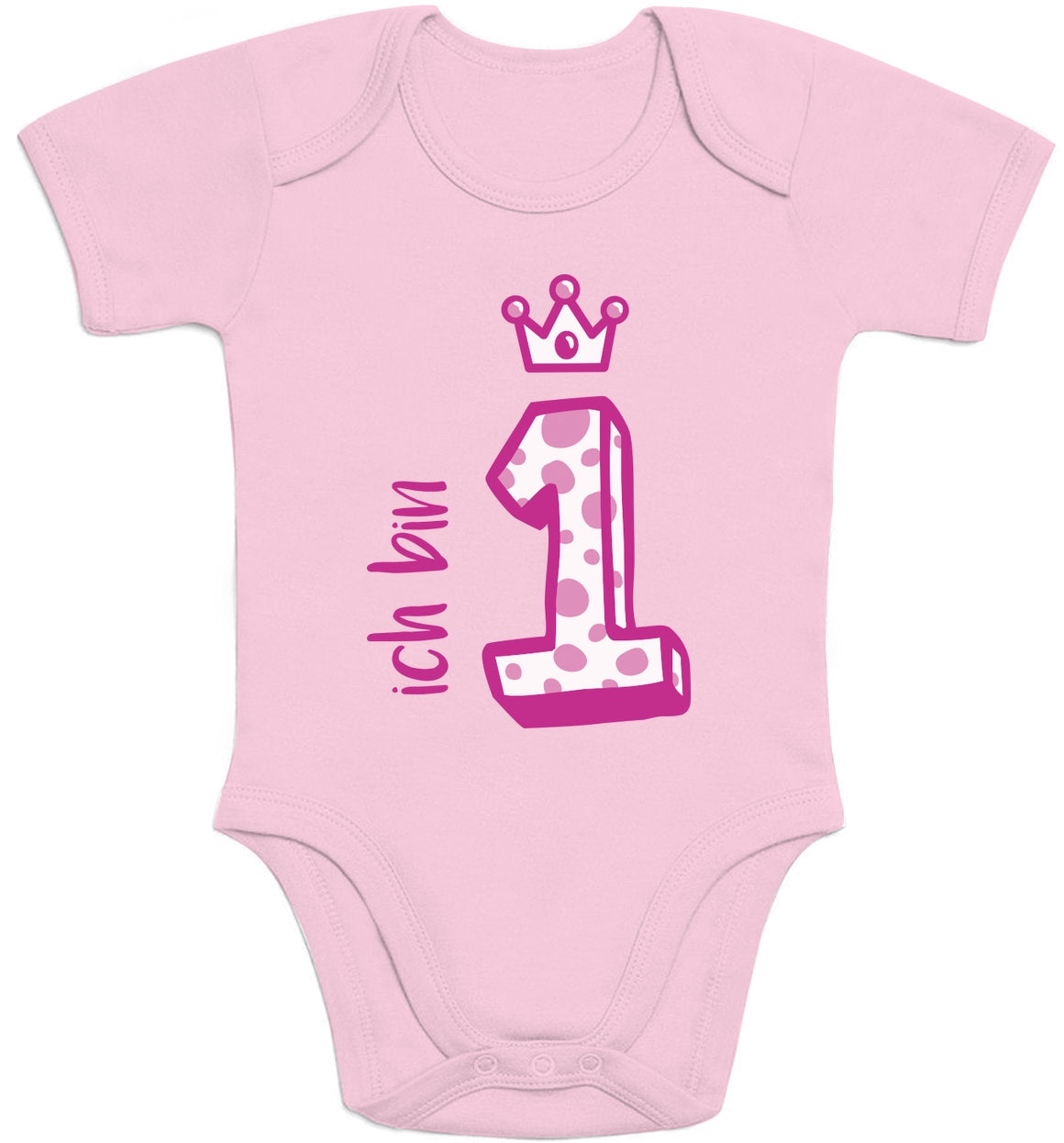 Rosa Krone Ich bin 1 Jahr Geburtstag Mädchen Baby Body Kurzarm-Body