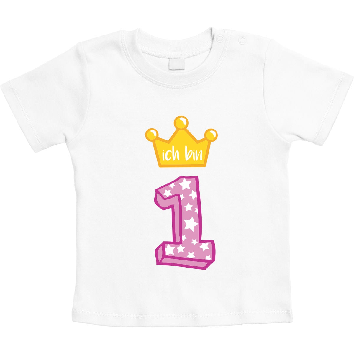 Goldene Krone Ich bin 1 Geburtstag Mädchen Unisex Baby T-Shirt Gr. 66-93