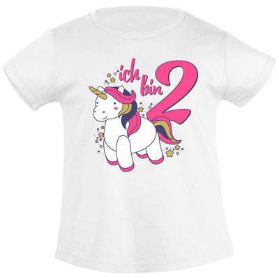 Ich bin Zwei Einhorn Geburtstags Mädchen Mädchen T-Shirt