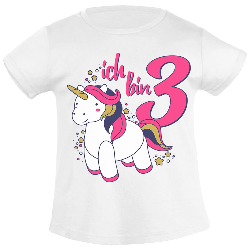 Ich bin Drei Einhorn Geburtstags Mädchen Mädchen T-Shirt