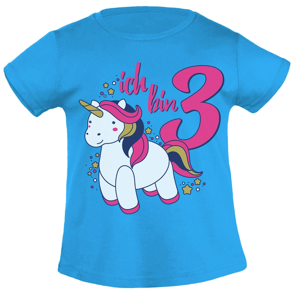 Ich bin Drei Einhorn Geburtstags Mädchen Mädchen T-Shirt