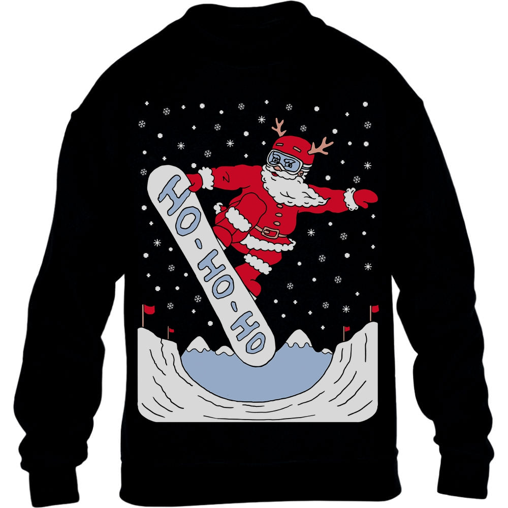 Weihnachtspullover Santa HO HO HO Snowboard Kinder Pullover Sweatshirt